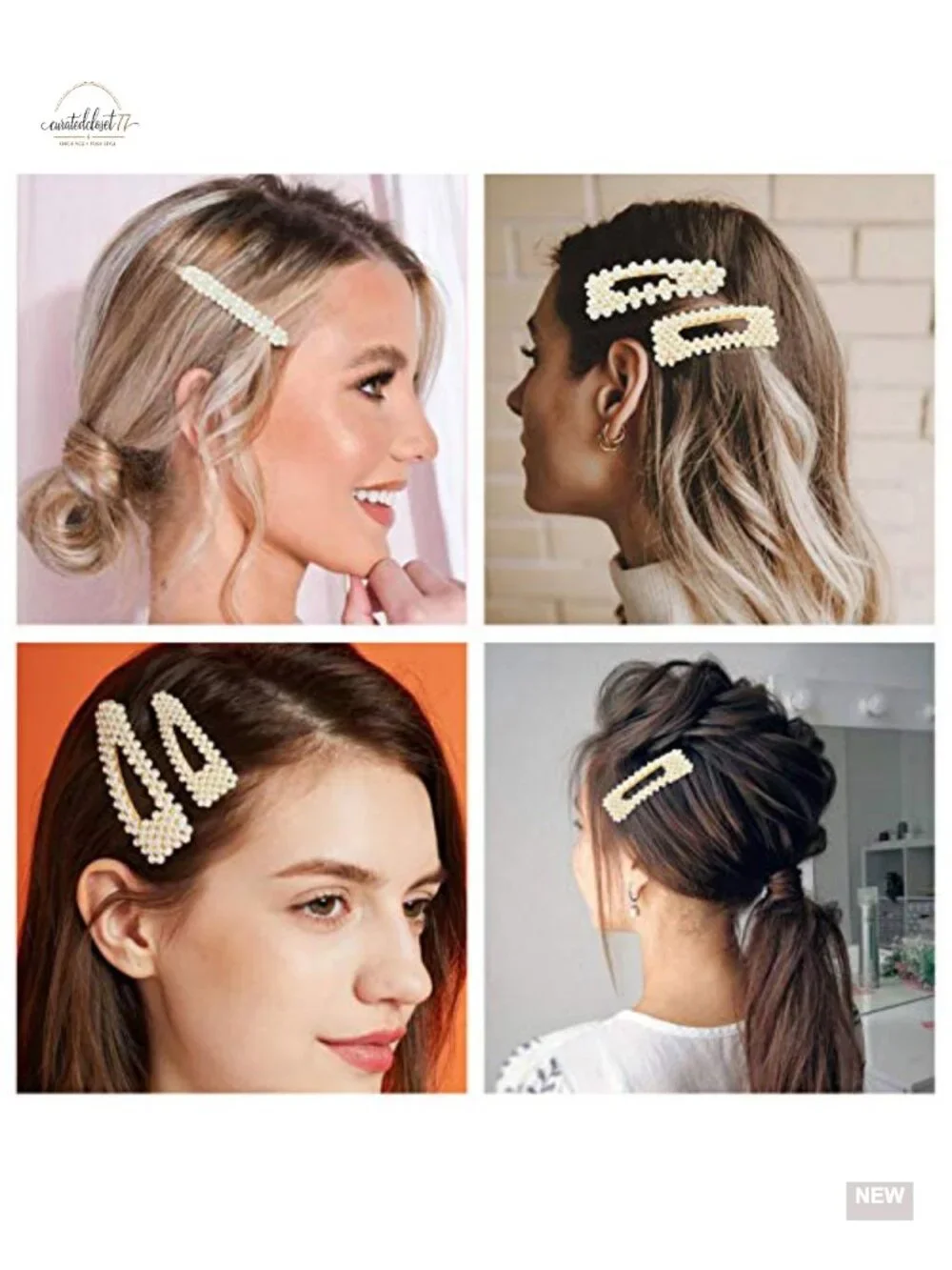 18 Pcs Pearl Hair Clips Large Barrette Fashion Clips for Women